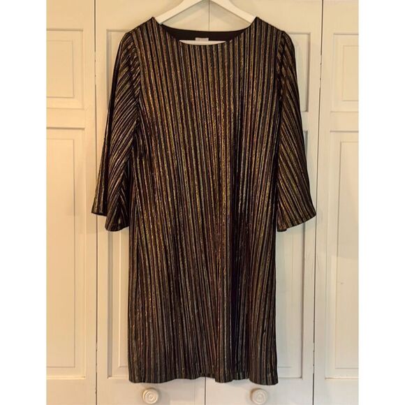 Chicos NWT velvet lurex metallic stripe dress size 1/M - Picture 11 of 13